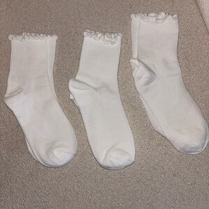 Pair of 3 White Ruffle Socks